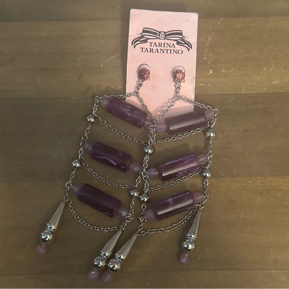 Tarina Tarantino Crystal Lizety Swarovski elements ladder dangle earrings - Picture 2 of 6